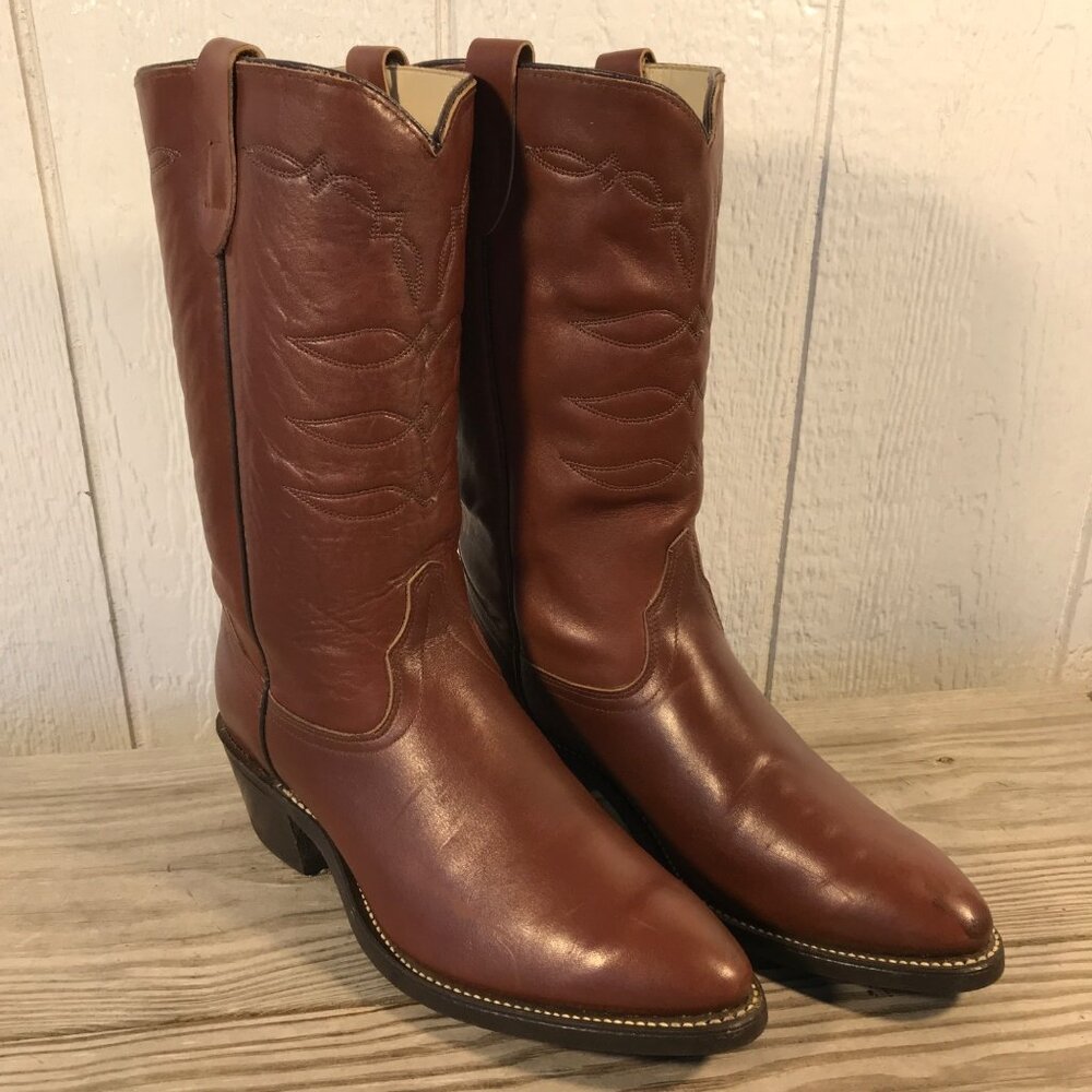 Vintage Texas All American Made Mens Brown Leathern Western Boot 10.5 D 8031 USA
